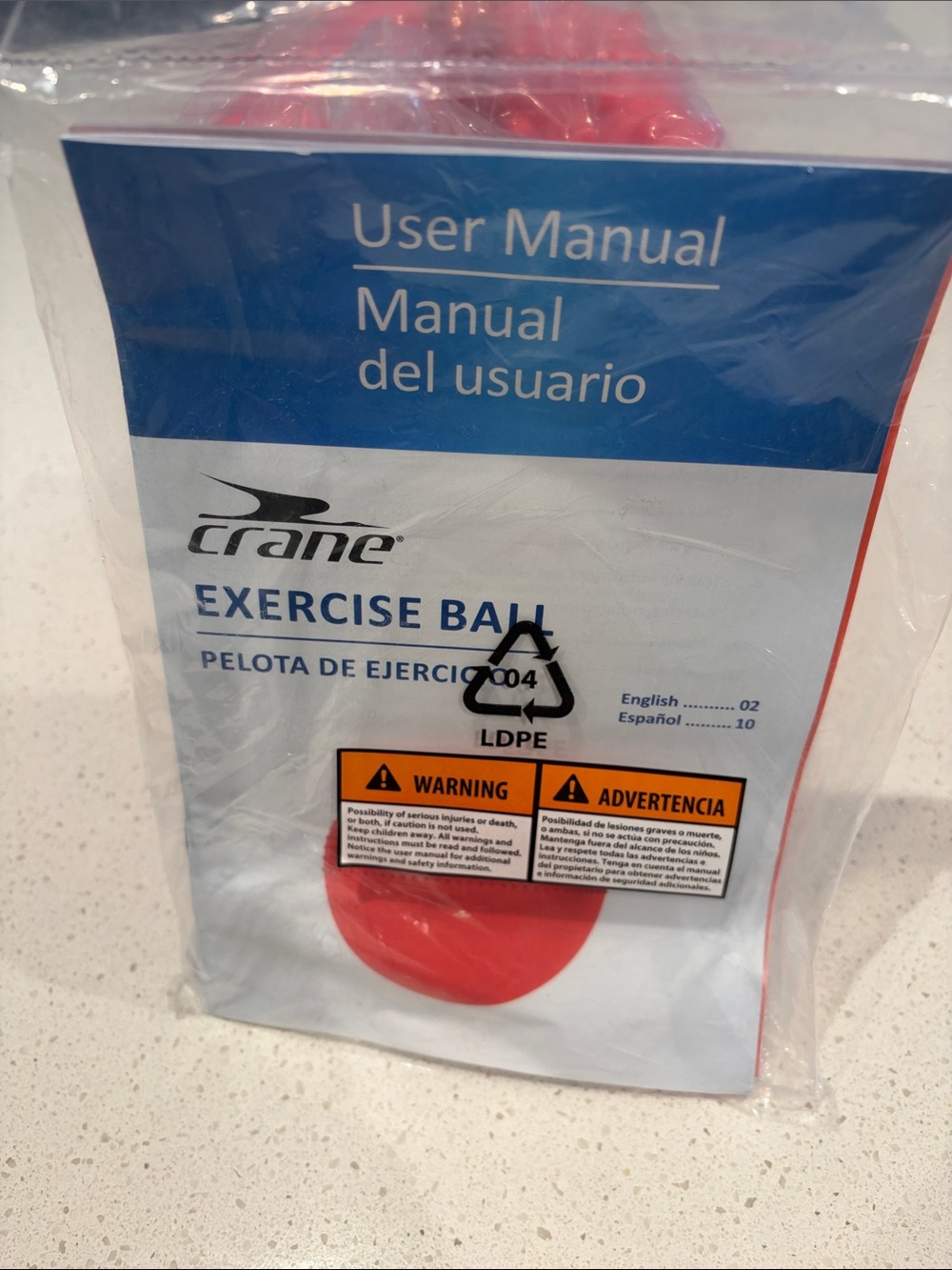 Crane Red Exercise Ball with User Manual